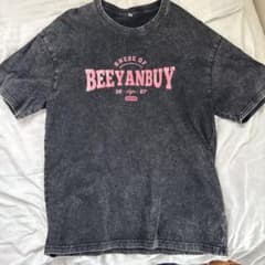 BEEYANBUY プリントTシャツ ブラック ケミカルウォッシュ Lのサムネイル