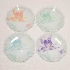 花柄 ガラス皿 8角形 4枚セット - メルカリ