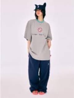 YEGG グラフィック 半袖Tシャツ グレーWings off tee