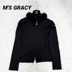 新品タグ付き✨現行　エムズグレイシー　カメリアダブルジップカーディガン　リボン 現行タグ M´S GRACY ジップアップカーディガン カメリア リボン 新品