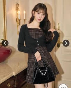 michellMacaron ランダムチェックアンサンブルワンピ ブラウン - メルカリ