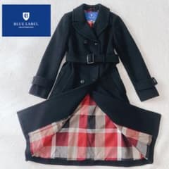 バーバリー ブルーレーベル クレストブリッジ ウールコート ベルト 黒