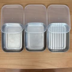 【10/18まで限定値下】ステンレス バット 蓋付 網付き 3枚セットのサムネイル