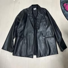 ROUGH TRADE フェイクレザー ダブルジャケット ブラックのサムネイル