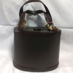 【中古】ウンガロ ungaro バニティバッグ ブラウン 本革 日本製のサムネイル