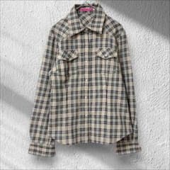 Bona Giornata Check Shirt, Size S, Beige/Green, Front Opening, Long Sleeves