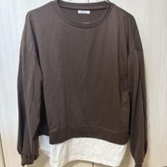 ブラウン レイヤード 長袖トップスのサムネイル