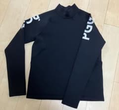 PGG パーリーゲイツ　ダンボールニット　モックネック　長袖シャツ　メンズ　ロゴ 美品】PGG パーリーゲイツ ダンボールニット モックネック シャツ 黒