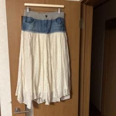 レディース ロングスカート デニム レースのサムネイル