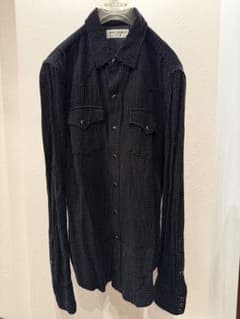 SAINT LAURENT® サンローラン マイクロドット織柄シャツ ブラックS 