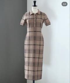 Herlipto:gold-Buttoned Plaid Knit dress - メルカリ