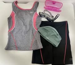 レディース水着TIGORA スイムキャップ　ゴーグル　３点セットスイミングセットのサムネイル