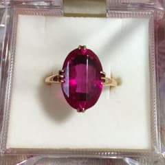 ☆SALE☆ K18 12号 合成ルビー アンティークリングのサムネイル