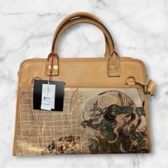 Sumiko スミコ 風神雷神 レザーバッグ 本革 西陣織金襴 - メルカリ