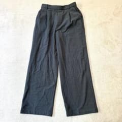 n1576 カジュアルスラックス ワイド L グレー タック ウエストゴム ラフ