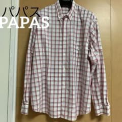 PAPAS パパス　赤と青のチェック柄 長袖シャツのサムネイル