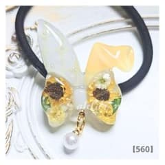 560】うさ耳リボン×ひまわり レジンヘアゴム ハンドメイド - メルカリ