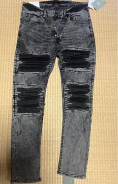 H&M バイカー クラッシュ スキニー デニム 34 ブラック - メルカリ