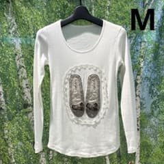 [신품] Sale!! Caravelle 긴 소매 T 셔츠 레이스 아플리케 M 여성 의류
