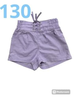 キッズ　ショートパンツ　130 ラベンダー色のサムネイル