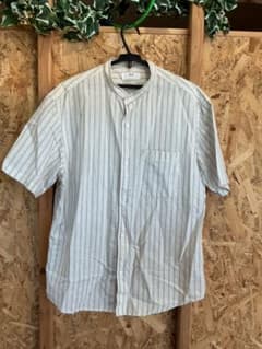 UNIQLO ストライプ バンドカラーシャツ 半袖 M