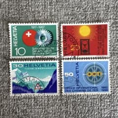 1286 【消印有：海外切手(スイス)】 1967年 記念切手 4種完 - メルカリ