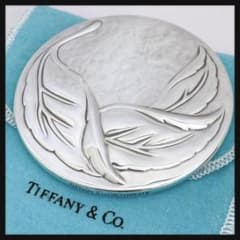希少品】TIFFANY&Co コンパクトミラー リーフ シルバープレート レア
