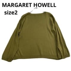 MARGARET HOWELL リネン 長袖ニット ネック オリーブグリーン - メルカリ