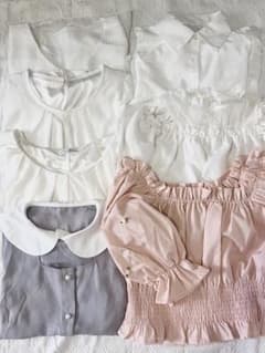 レディース 夏服 半袖ブラウス まとめ売り 8点セット 白 清楚系 ガーリー Mのサムネイル