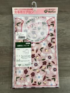 【新品】【送料込み】食事用エプロンW 花柄ピンクのサムネイル