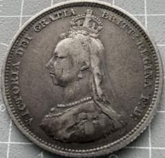 1887年英国ジュベリーヘッドヴィクトリア女王 シリング銀貨 - メルカリ