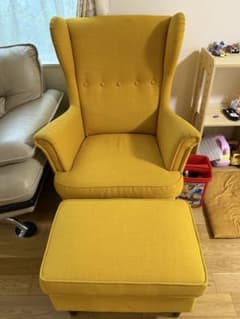 IKEA イエロー ハイバック 1人掛けソファ オットマン付き10/8まで限定 IKEA イエロー ハイバック 1人掛けソファ オットマン付き10/8