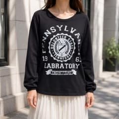 Ravishing Virgin [L] Long-Sleeve Cut and Sew Big Print T-Shirt
