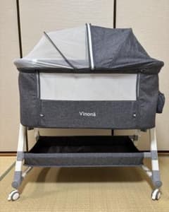 Vinona ベビーベッド 折りたたみ式 高さ5段調整 グレー - メルカリ