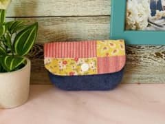 ハンドメイド ポーチ 花柄 デニム調のサムネイル