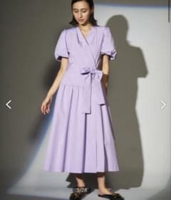 美品 グレースコンチネンタル トリアセタフタラップドレス パープル