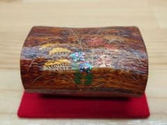 送料込【逢絢亭・新品】茶道具 香合 輪島塗 蔦割 秋草蒔絵 木製 米本匠 