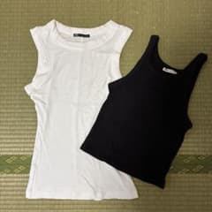 ZARA タンクトップ 2枚セット ホワイト ネイビーのサムネイル
