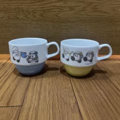 커비 카페 스태킹 머그컵 2개 세트 블루 옐로우 커비