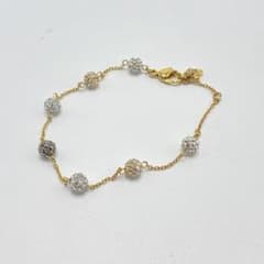 美品】スワロフスキー ブレスレット ゴールド パヴェボール 6連 