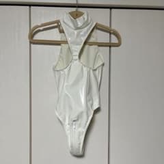 エナメル　プレイスーツ　半袖　アフィックスパラパラ エナメル プレイスーツ オープンバスト アフィックスパラパラ ホワイト