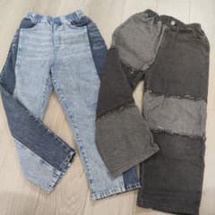 H&M パッチワークデニムパンツ 130cm 140cmのサムネイル
