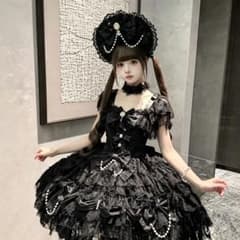 ロリータ ワンピース ブラック レース リボンのサムネイル