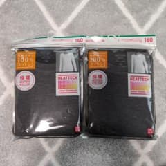 UNIQLO キッズ ヒートテックコットン クルーネックT 160 2枚のサムネイル