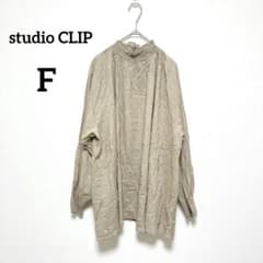 Studio Clip Long-Sleeve Blouse, Size F, Beige, Small Floral Print, High Neck, Lightweight, 1186