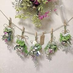❤️ドライフラワー ガーランド、5点セット薔薇❣️ボリューム24~27cmタグ付☘️のサムネイル
