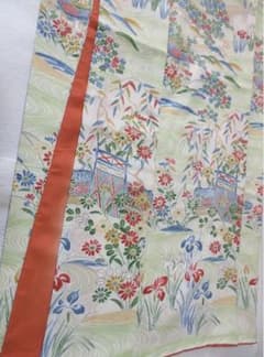 小紋袷　茶屋辻文様　秋草　流水紋様　重ね襟付き