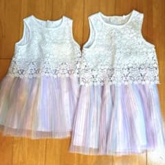 最終値下げ　ほぼ未使用　姉妹　お揃い　ワンピース　130 110 セットのサムネイル