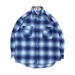 90s】 ATF.COMPANY オンブレチェックシャツ ネルシャツ 青 白 - メルカリ