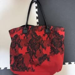 Yoshiki レース模様 赤 トートバッグ - メルカリ